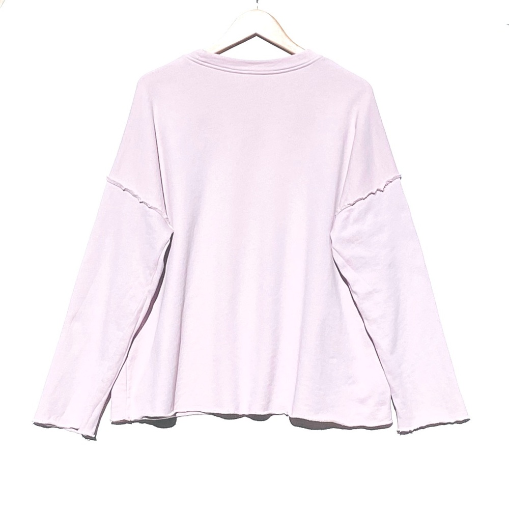 EILEEN FISHER Women’s Organic Cotton Light Pink Raw Seam Pull Over Sweatshirt Lg - Picture 4 of 5
